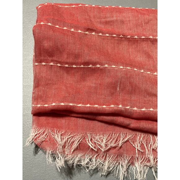 Bloomingdale’s Infinity Scarf coral pink with fringe edge NWT - Picture 3 of 5